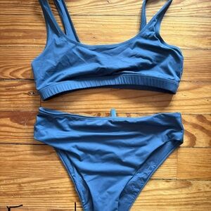 SKIMS Scoop Neck Bikini Top  w. Highrise cheeky bottoms (Gunmetal Grey) NWOT Set